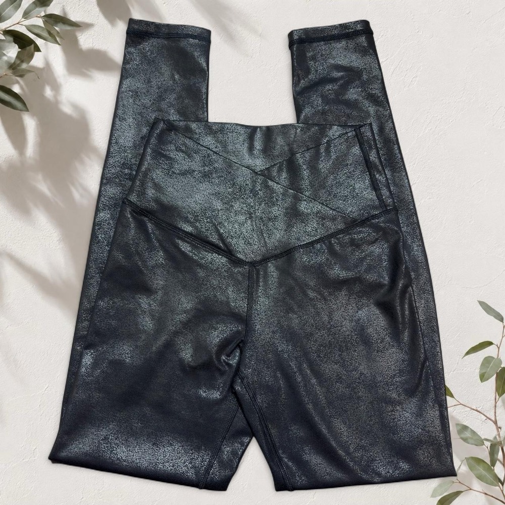 Offline by Aerie Metallic Speckle High-Waisted Crossover Leggings Black Small S